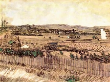 The blue carts by Vincent Van Gogh Giclee Fine Art Print Reproduction on Canvas