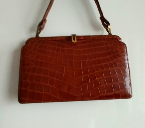 Seltene Vintage Leder Handtasche, Wien, Österreich, 50er Jahre, von Winkler - Bild 23 von 23