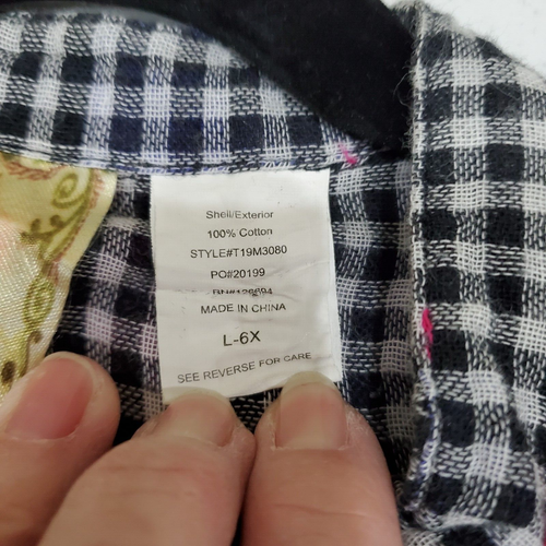 Live to be Spoiled Girls Dress Size 6X Purple Black Plaid Button Front Tie Back - Picture 8 of 11