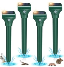 Mole Repellent for Lawns 4 Pack,Solar Mole Repellent Ultrasonic Gopher Repellent