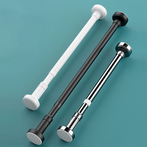 1Pc No Drill Curtain Rods Clothes Drying Rail Heavy Duty Telescopic Poles - Afbeelding 9 van 18