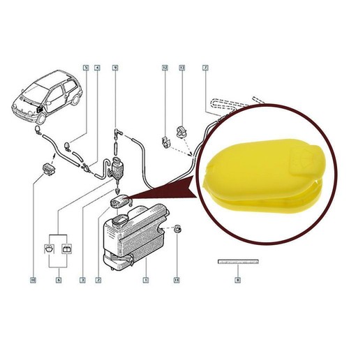 Car Windshield Washer Fluid Reservoir Tank Cover 8200226894 For Renault U0M0 - Picture 8 of 9