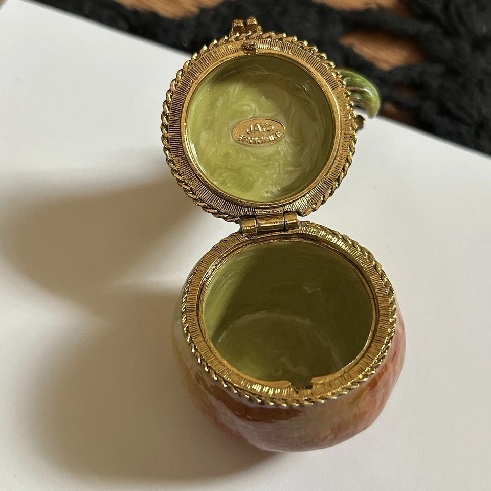 RARO Jay Strongwater PEAR & CATERPILLAR Caja Baratija Cristal Swarovski Esmalte Foto 4 de 4