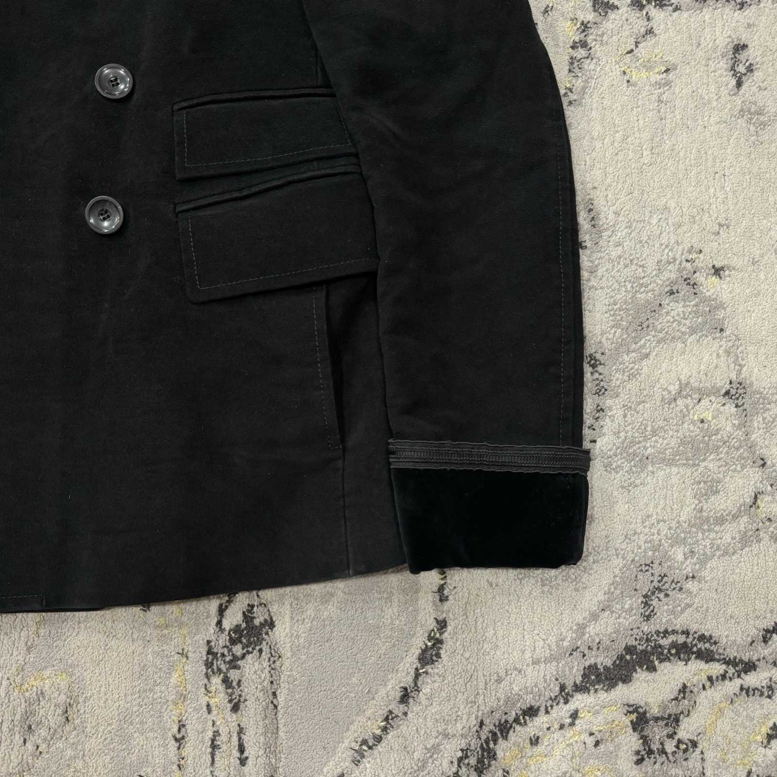 Gucci by Frida Giannini AW07 Velvet Trim Moleskin Peacoat 46R Made in Italy - product detail image 3
