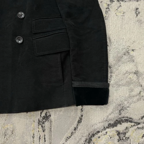 Gucci by Frida Giannini AW07 Velvet Trim Moleskin Peacoat 46R Made in Italy image 3