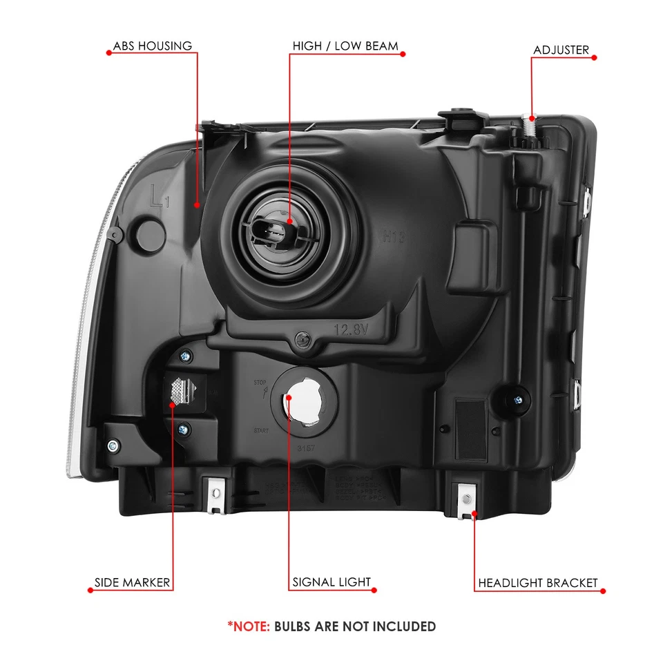 Faros negros/transparentes para Ford F250 F350 F450 F550 Super Duty 1999-2004 Foto 4 de 4