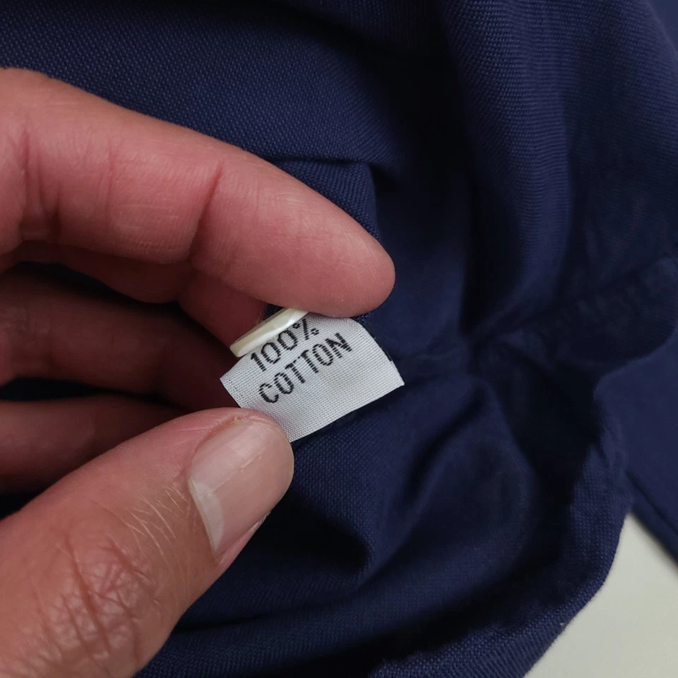 Camisa Nigel Cabourn Lybro Para Hombres 50 Azul Marino Bordado Logo Algodón Manga Larga Foto 4 de 4