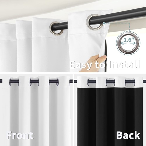 White Blackout Curtains 63 Inch Long - Thermal Insulated Black Out Curtains f... - 第 6/8 張圖片