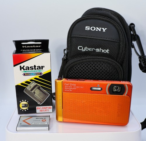 SONY Cybershot DSC-TX30 18.2MP CMOS Digital Camera orange Case, Battery, Charger