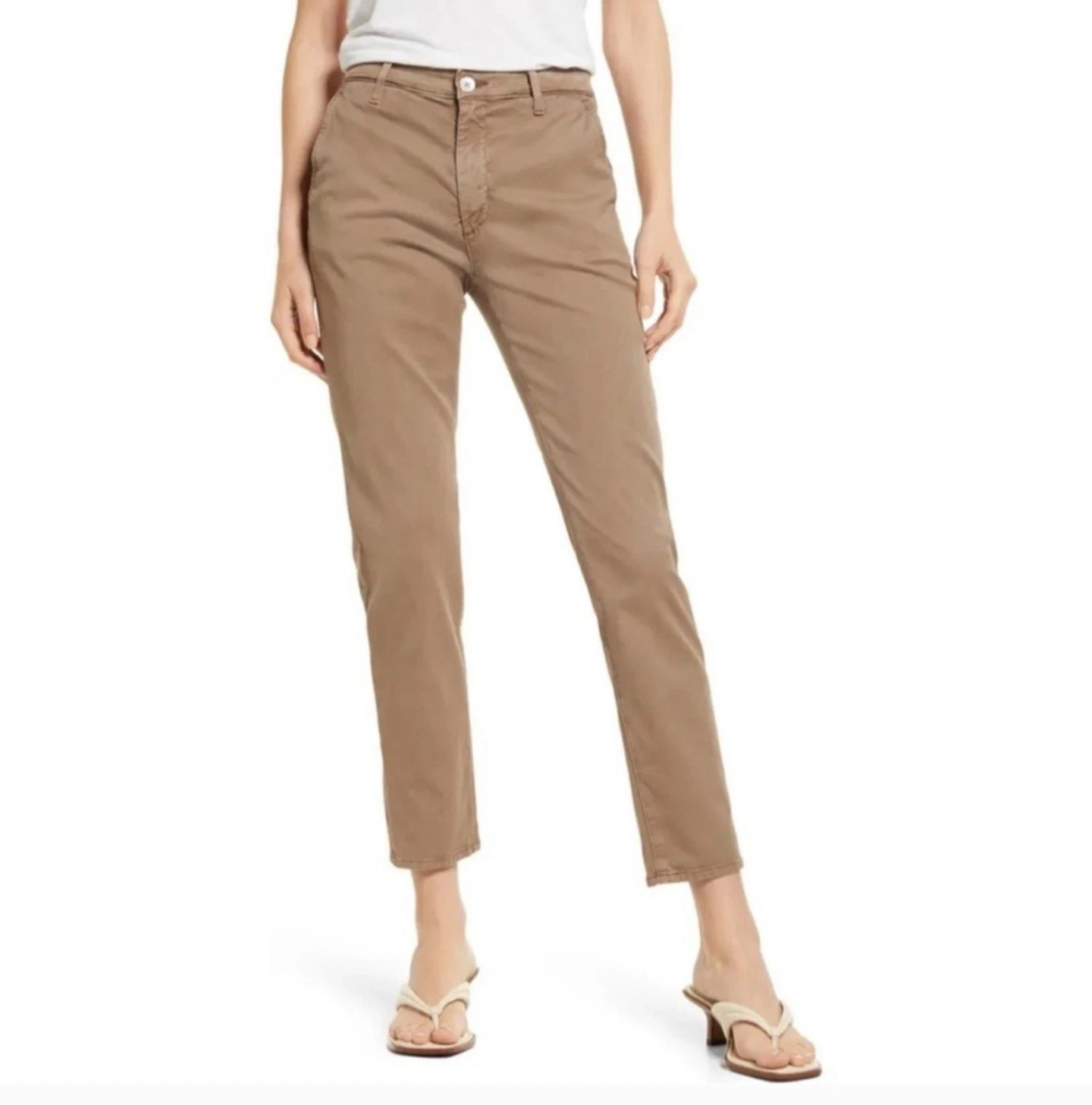 Adriano Goldschmied The Caden Cotton Tailored Trousers Beige Size 27