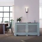 Grey Radiator Cover Cabinet with Shelf Modern MDF Slatted Design, Large