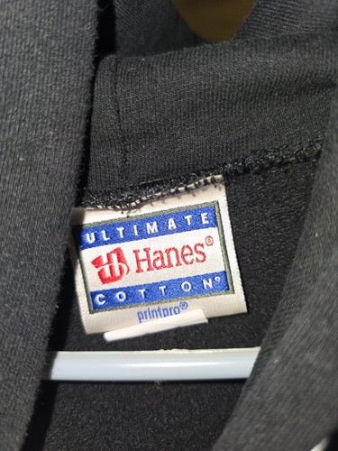 Vintage Hanes Ultimate Cotton Printpro Hoodie -Black - Size Large (42-44) Heavy - Picture 2 of 3