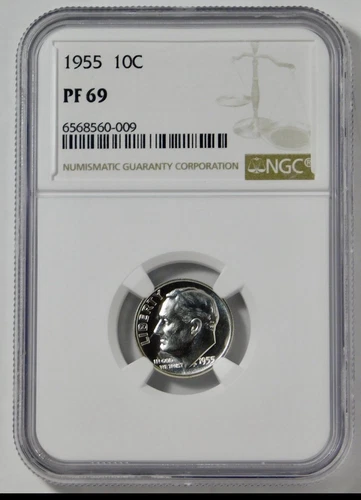 1955 Silver Roosevelt Dime BIG GRADE! NGC Gem Proof 69