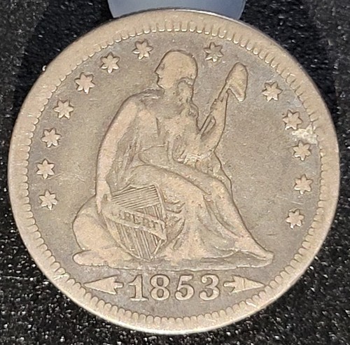 1853 P Philadelphia Mint ARROWS Seated Liberty Quarter Nice Mid Grade Coin - Picture 1 of 2