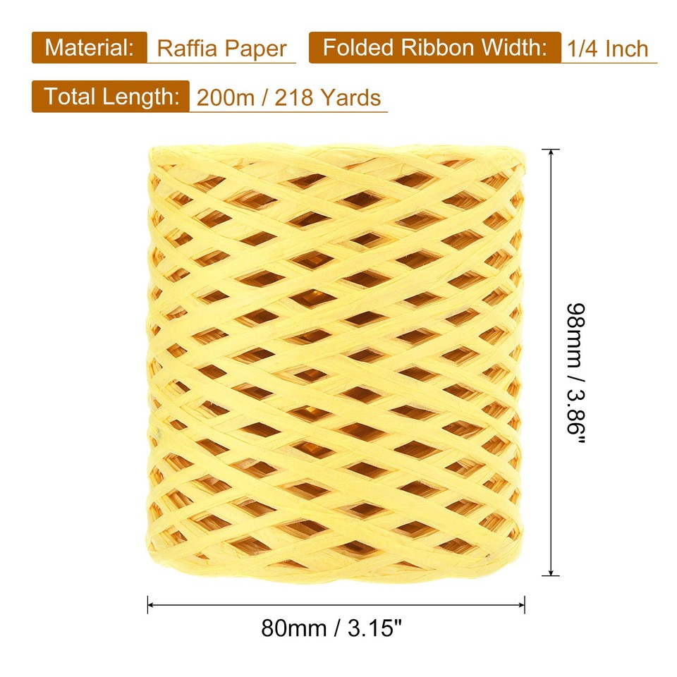 Bobine De Ficelle Raffia Papier 1/4 De Pouce - 218 Yards Rouge Vin, Pour Craft Et Emballage Neuf