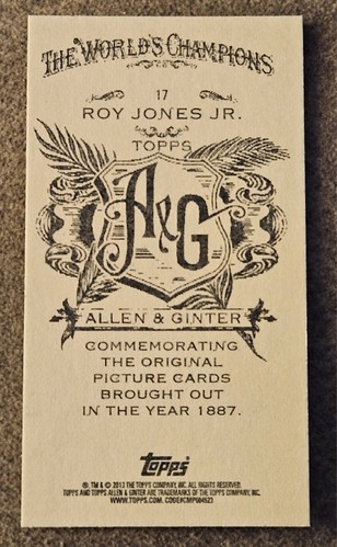 2013 Allen & Ginter's Boxing Roy Jones Jr. Card A & G Back #17 - Picture 2 of 2