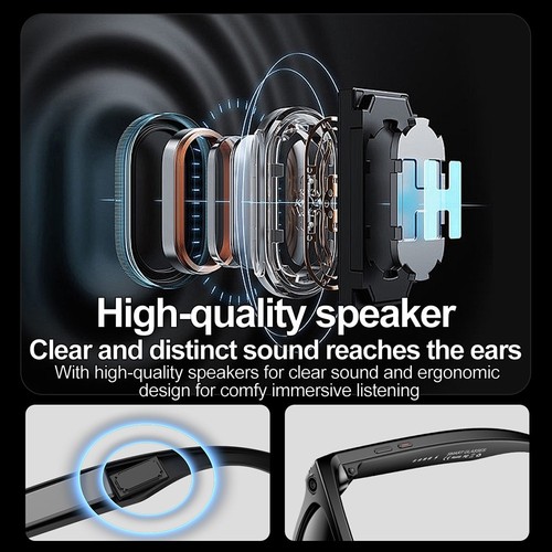 Smart Video Recording Sunglasses Bluetooth Earphone Smart AI Photo Q&A Glasses - Picture 19 of 26