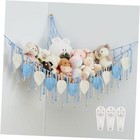  Macrame Stuffed Animal Hammock with Beads Hand Woven Leaf Tassels Corner Blue
