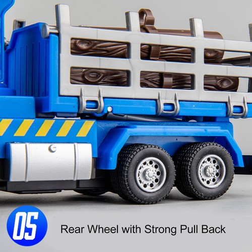 Blue Logging Truck Toy 1:32 Log Vehicle Model With Light Music Effect For 6 MF - Picture 9 of 12