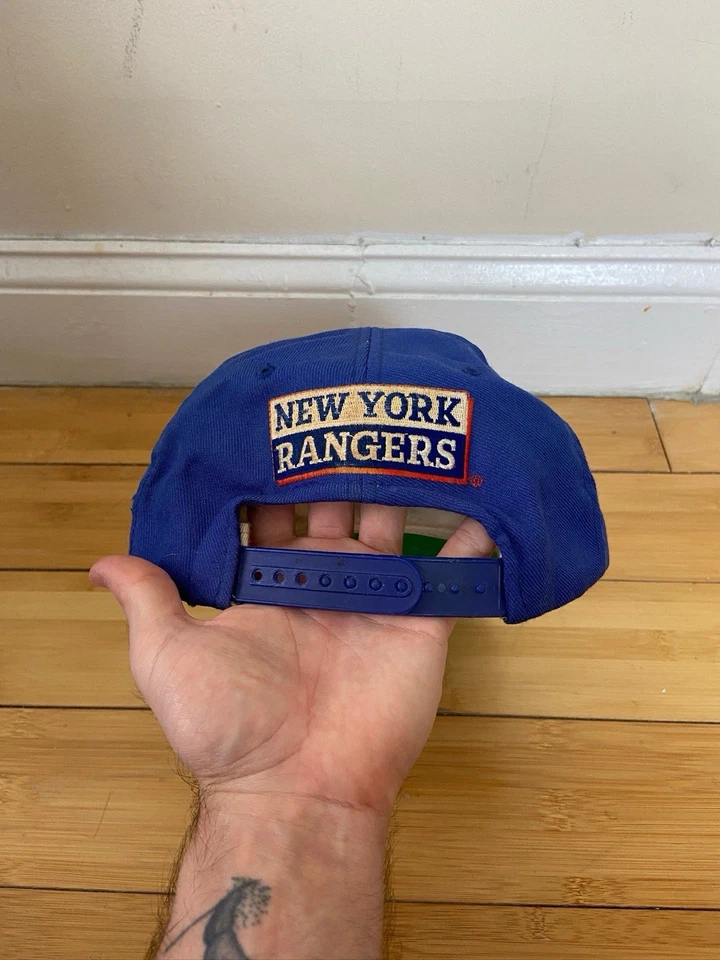 Gorra gorra azul vintage años 90 New York Rangers NHL logotipo retro Snapback Foto 3 de 4