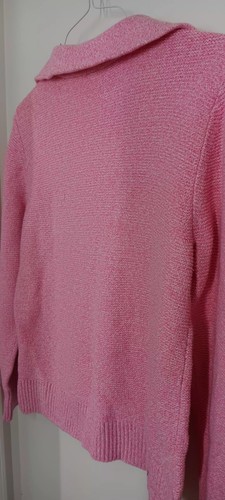 Talbots Pink/White Collar Pullover Knit Sweater L/S Button Closure Women Medium - Picture 4 of 4