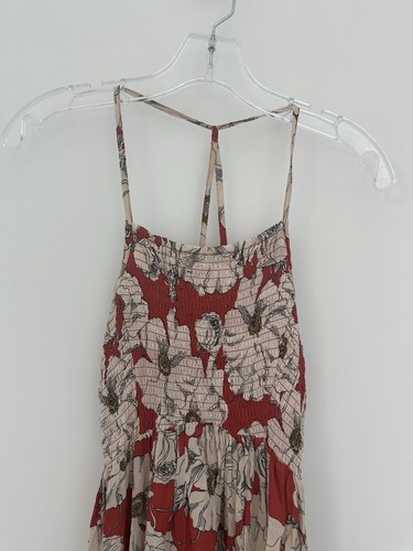 Free People Maxi Dress Coral Red Floral Size Small - Picture 3 of 9
