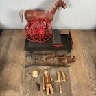 Vintage Marx Johnny West Horse Thunderbolt and Buckboard Wagon and Figure