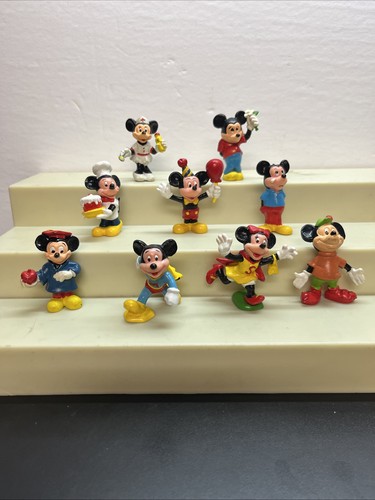 Vintage Mickey Mouse Walt Disney productions PVC figures Hong Kong 1980s W4