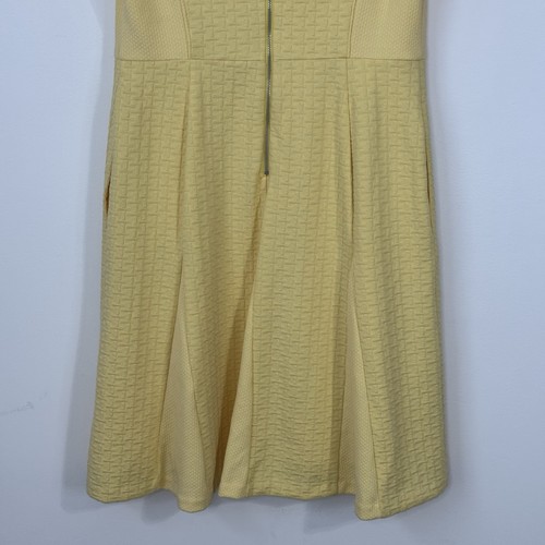 NWT Talbots Knit Fit & Flare Dress Size 10 Yellow Basket Weave Lined Pockets - Picture 9 of 13
