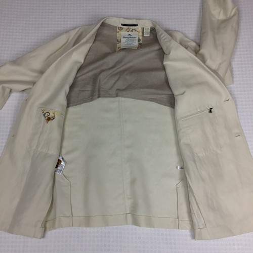 Tommy Bahama Linen Blazer Jacket Mens XXL Off White Ivory 52L Long 2 Button Coat - 第 4/14 張圖片