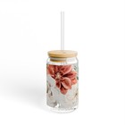 Floral Sipper Glass 16oz Elegant Floral Drinkware Eco-Friendly Water Bottle Gift