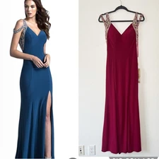 NEW Aspeed Design Beaded V Neck Embellished Cold Shoulder Long Dress Size XS