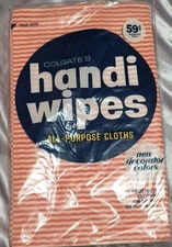 Vintage Colgate Handi Wipes Orange Stripes New Sealed, 24 x 14 in.