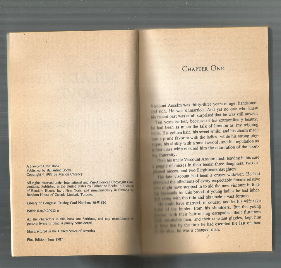 MILADY IN LOVE (PB) MARION CHESNEY -REGENCY ROMANCE = 1987  VINTAGE Foto 2 de 4