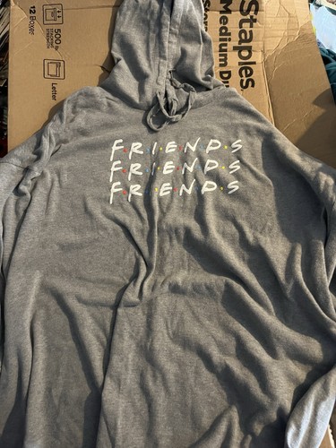 FRIENDS (TV SERIES) OFFICIAL PULLOVER FLEECE HOODIE  - GRAY - WOMEN’S SIZE 26/28