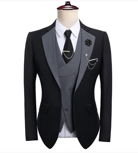 Hombres de Negocios Esmoquin Trajes de Boda Gris Chaleco Pantalones Novio Fiesta Baile de graduación Cena Abrigos - Imagen 26 de 50