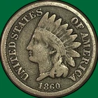 1860 Round Bust Indian Head Cent Fine F Coin, Scratched #42606