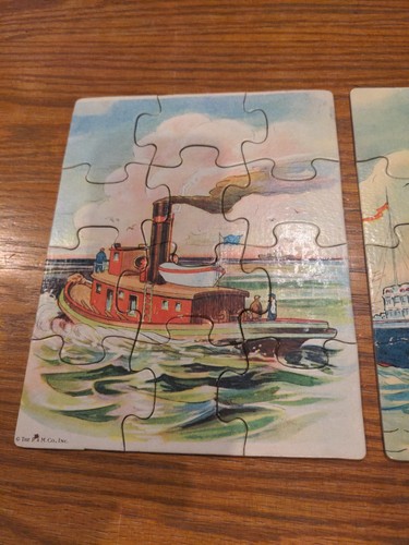 2 Rare Vintage P & M Co. 12 Piece Cardboard Puzzles Boat Ship 1940s? 9" X 7" - Picture 3 of 13