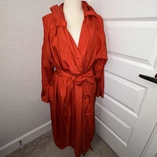 Vintage Foxrun Long Sleeve Full Length Hood Belted Trench Rain Coat  Size M