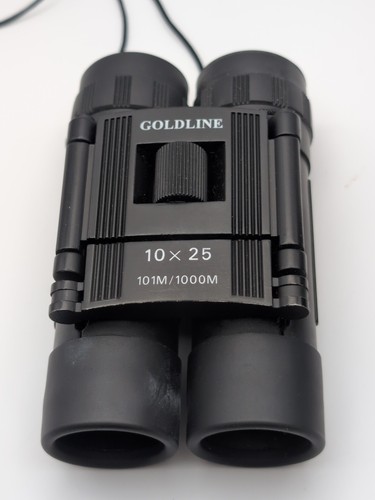 Goldline Binoculars 10x25 Compact Lightweight Pocket Black Bird Watching - Picture 2 of 9
