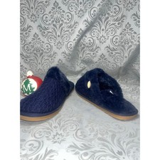 Sonoma Fuzzy Navy Slippers  Women L 8-9 