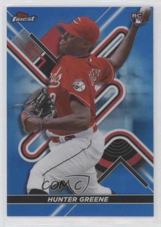 2022 Topps Finest Blue Refractor 130/150 Hunter Greene #69 ni4