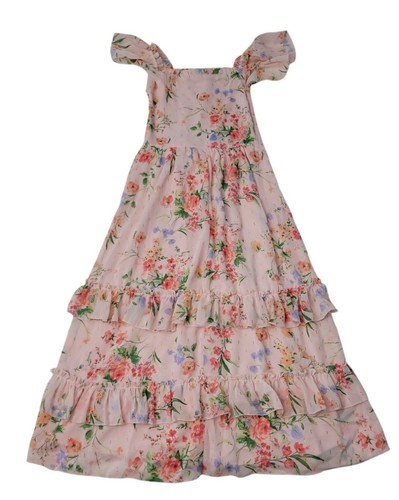 Rare Editions Girls Ruffle Hem Tiered Skirt Chiffon Maxi Dress - Picture 3 of 6