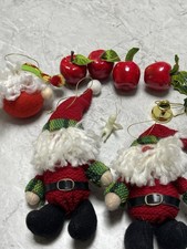 Vintage x 9 PC Christmas ornaments knitted Santa Claus figures, Angle