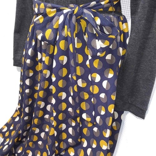 Damen JESSY B Retro-Stil geometrisches KLEID grau creme gelb marine Schärpe Gürtel neu ohne Etikett - Bild 7 von 12