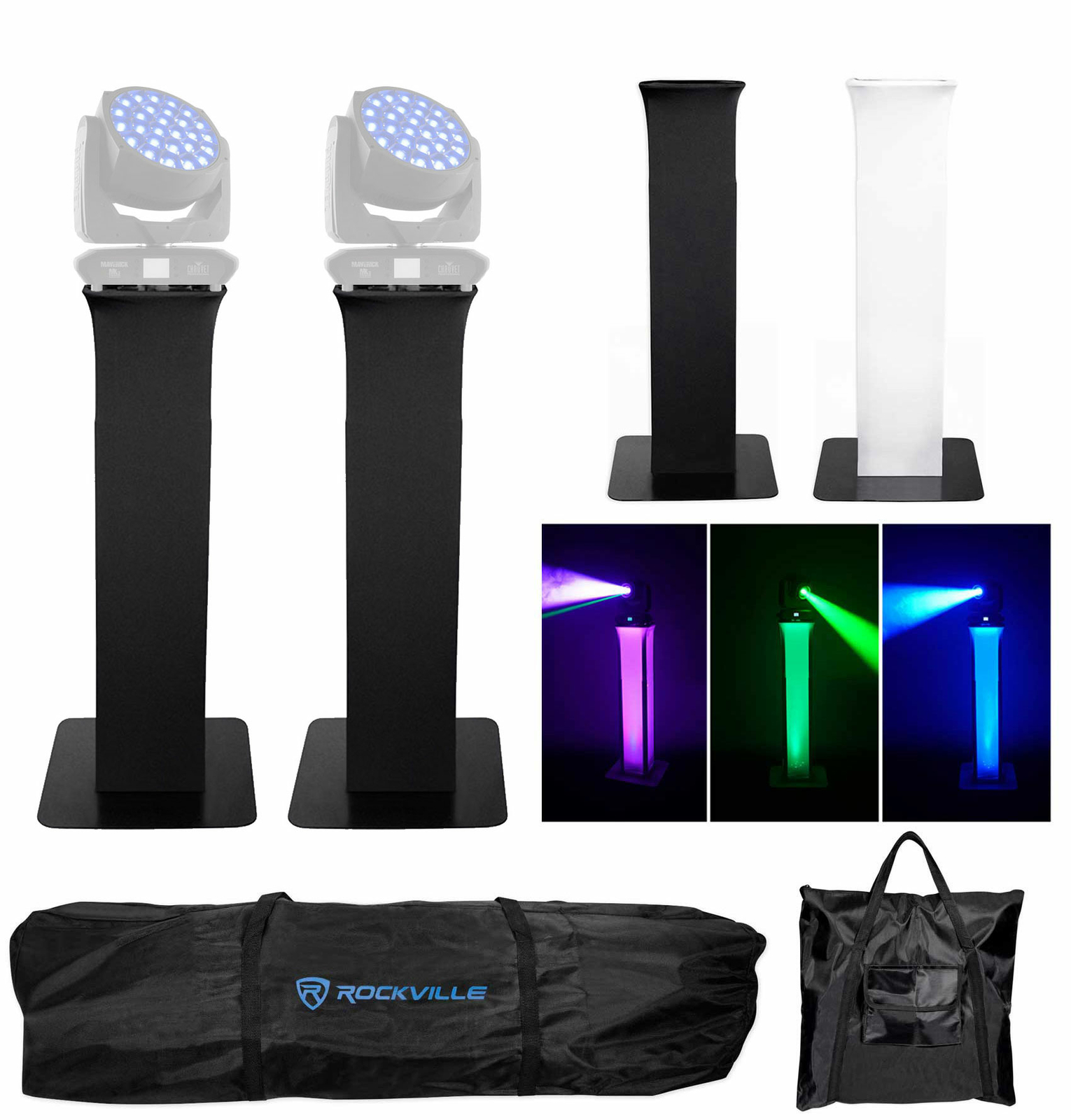 (2) Подставки для тотемов+Черные + Белые сетки Для (2) Прожекторов Chauvet Maverick Mk 3