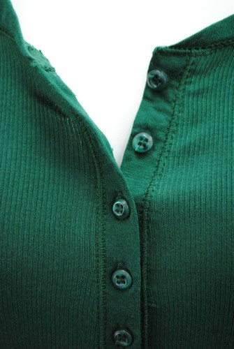 Womens P.C T-Shirt Top Button Up Long Sleeve Ribbed LYCRA Green Plus Size 6 - 18 - 第 4/6 張圖片