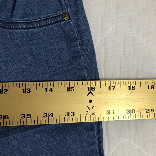 Hue Jeans Women’s Small Denim Blue Pull On Skinny Raw Hem Jeggings Distressed - Picture 12 of 16