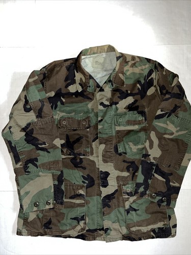 Vintage Combat Coat Woodland Camouflage Herren Large Long Army BDU - Bild 1 von 8