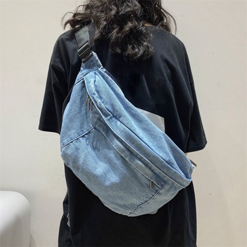 Retro Umhängetasche Denim Tasche Herren und Damen Brusttasche Freizeit Crossbody Bag - Bild 11 von 15
